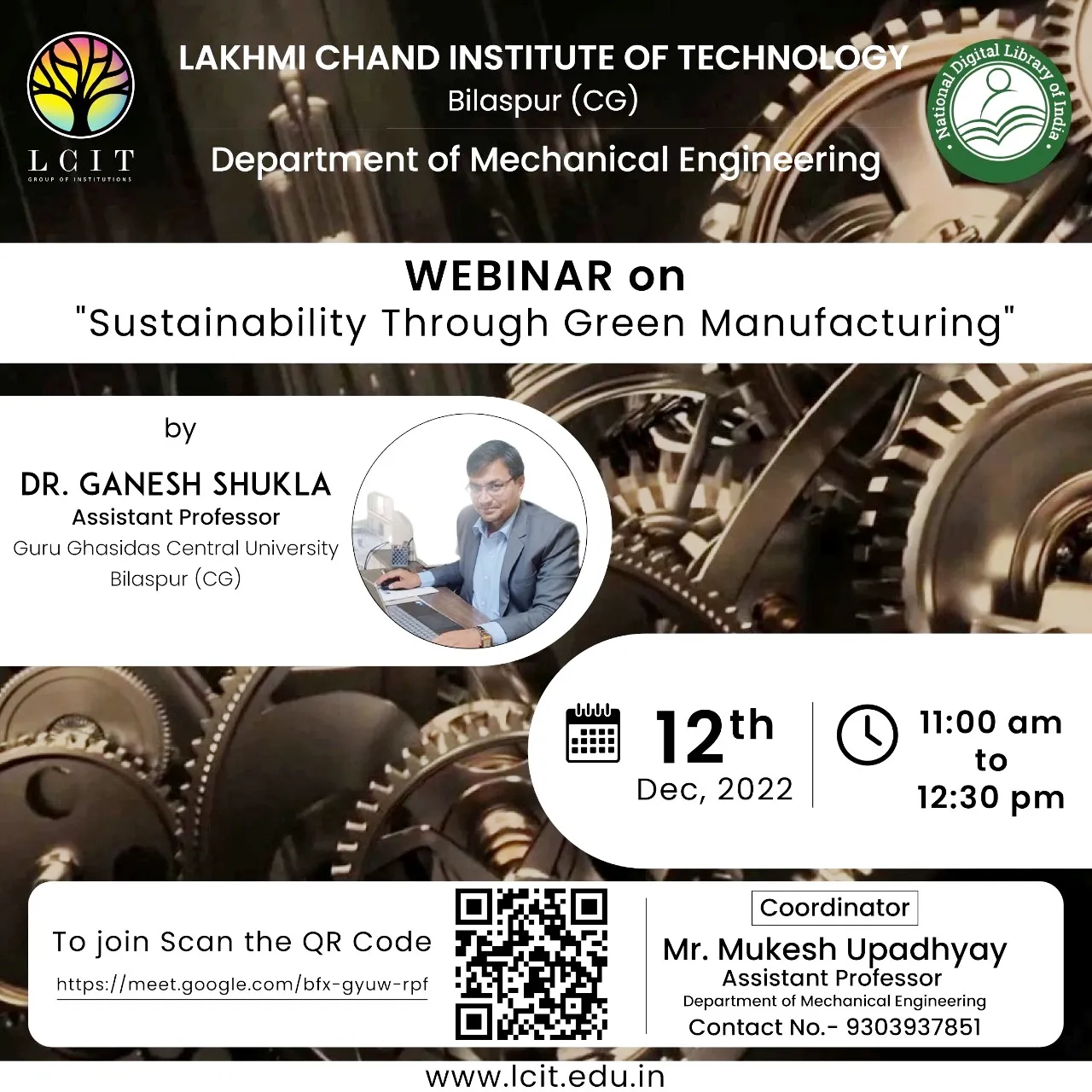 Webinar On Sustainability Through Green Manufacturing